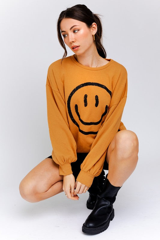 Smiley Sweatshirt,Tops,GRAPHIC TEE, GRAPHIC TEES, SWEATSHIRT- DEFIANT