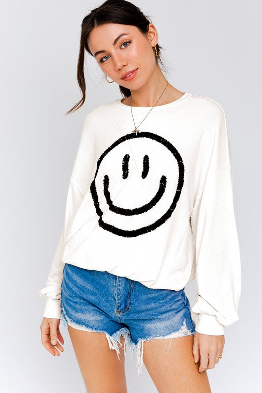 Smiley Sweatshirt,Tops,GRAPHIC TEE, GRAPHIC TEES, SWEATSHIRT- DEFIANT