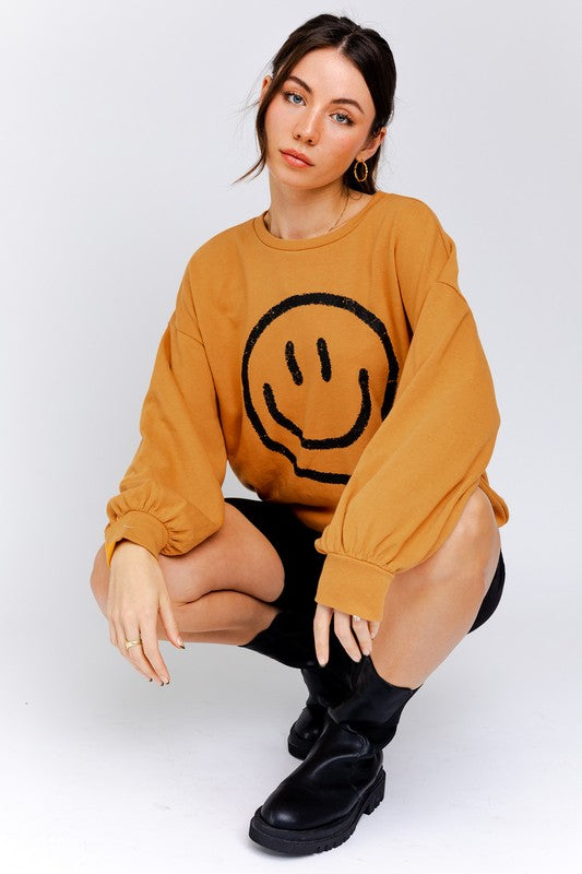 Smiley Sweatshirt,Tops,GRAPHIC TEE, GRAPHIC TEES, SWEATSHIRT- DEFIANT