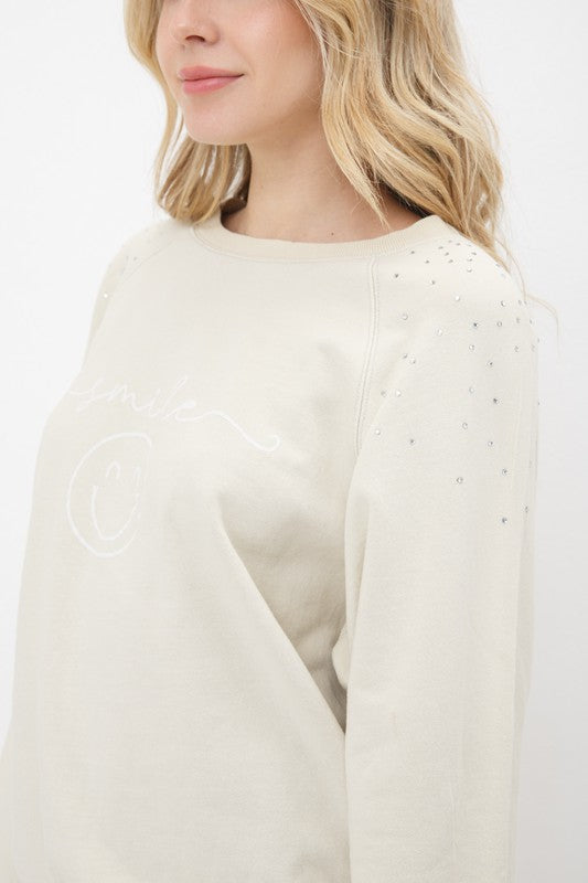 Rhinestone Smile Sweatshirt,Tops,SWEATSHIRT- DEFIANT
