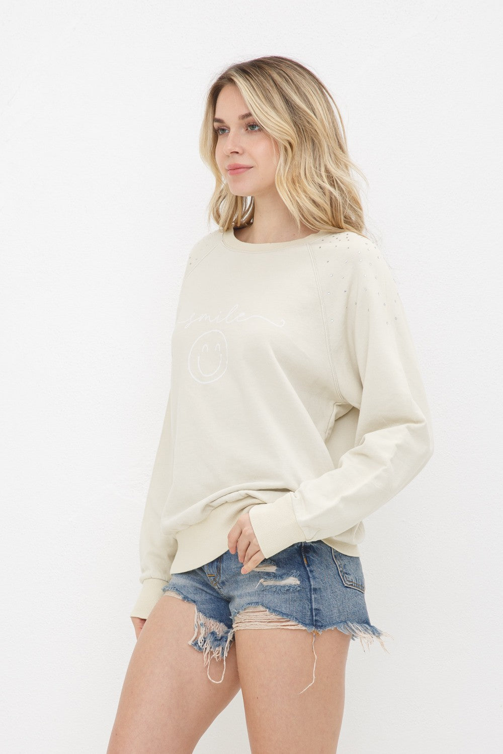 Rhinestone Smile Sweatshirt,Tops,SWEATSHIRT- DEFIANT