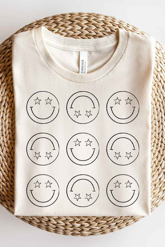 Multi Star Smiley Tee,Tops,GRAPHIC TEE, GRAPHIC TEES, SMILEY FACE, T-SHIRT- DEFIANT