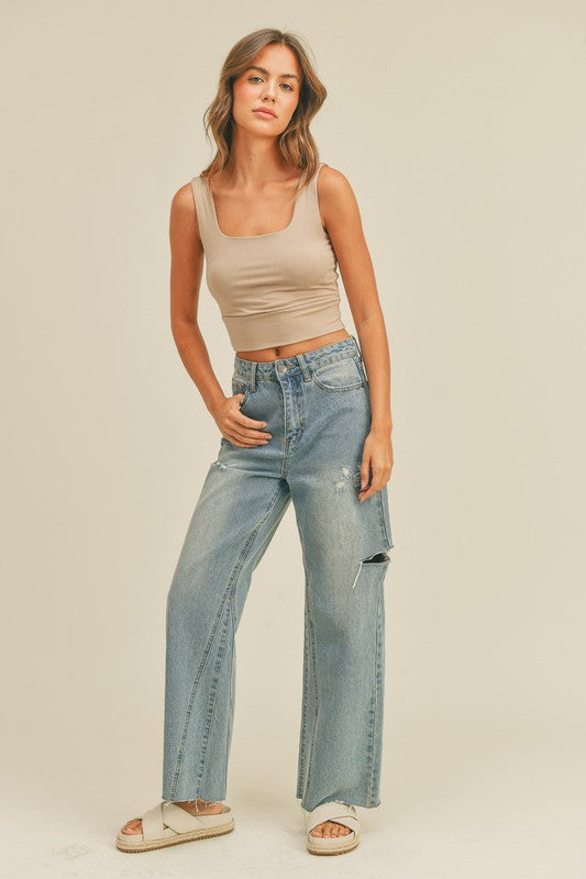 Double Layered Square Neck Crop Top,Tops,BASIC, BASICS, CROP TOPS, CROPPED- DEFIANT