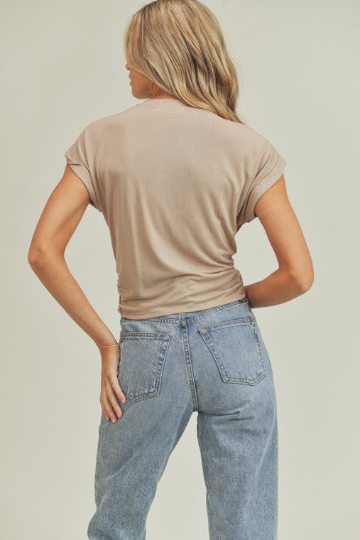Tucked Front Muscle Tee,Tops,BASIC, BASICS, CROPPED, SHORT SLEEVE- DEFIANT
