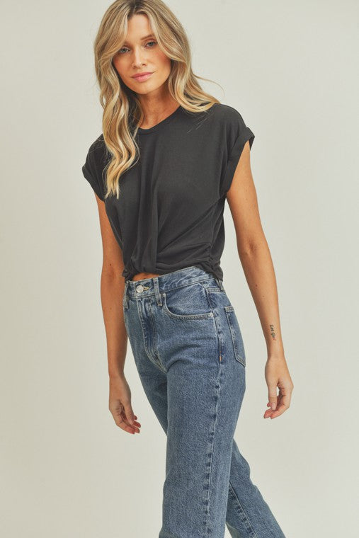 Tucked Front Muscle Tee,Tops,BASIC, BASICS, CROPPED, SHORT SLEEVE- DEFIANT