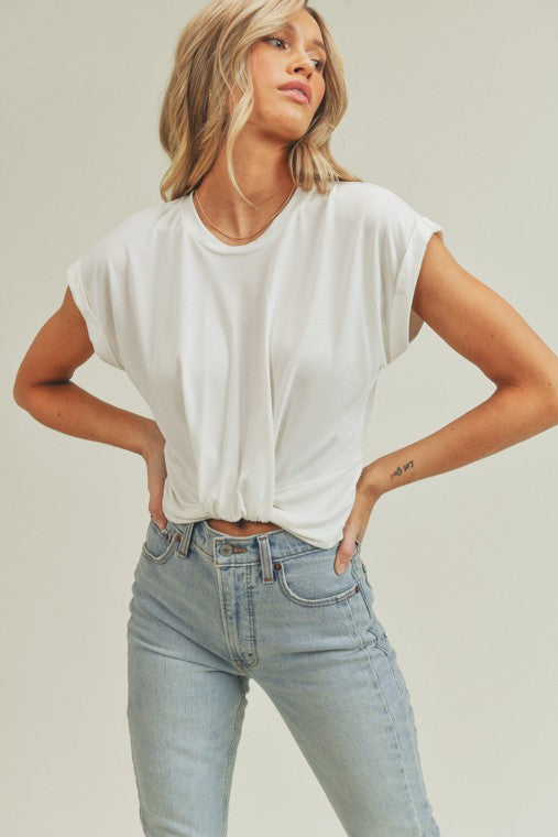 Tucked Front Muscle Tee,Tops,BASIC, BASICS, CROPPED, SHORT SLEEVE- DEFIANT