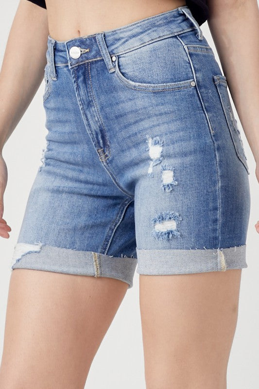 Distressed Boyfriend Denim Shorts,Shorts,BOYFRIEND, DENIM, DENIM SHORTS, DISTRESSED- DEFIANT