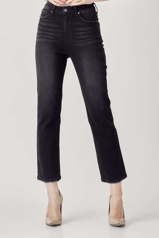Black Crop Straight Denim