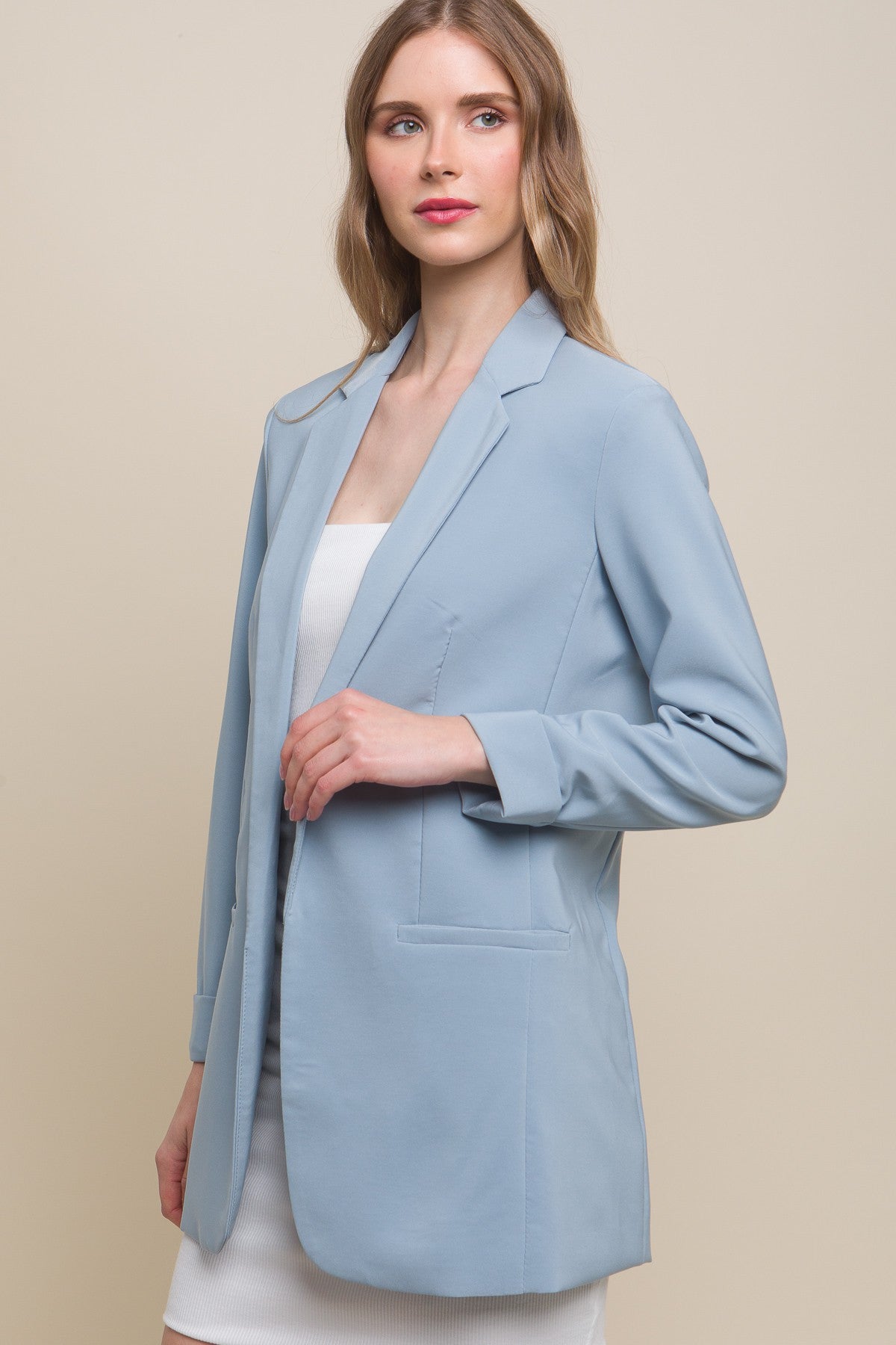 Vertigo Dusty Blue Blazer,Coats & Jackets,BLAZER, Jackets & Blazers- DEFIANT