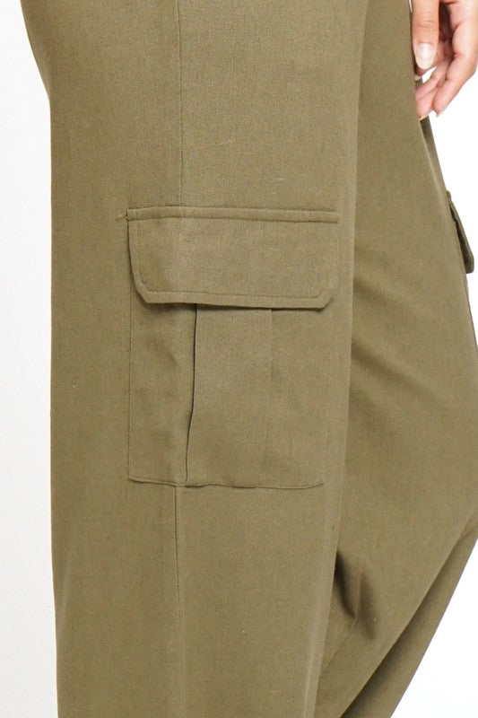 Cargo Linen Wide Leg Pants,Bottoms,Cargo, LINEN, Trousers, WIDE LEG- DEFIANT