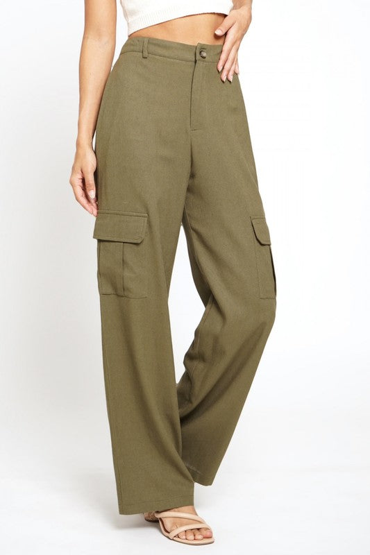 Cargo Linen Wide Leg Pants,Bottoms,Cargo, LINEN, Trousers, WIDE LEG- DEFIANT