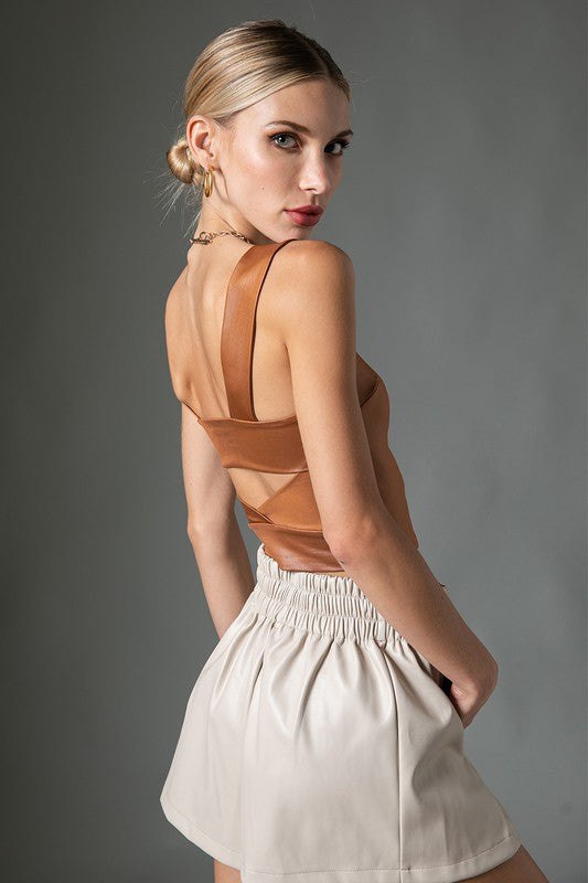 Square Neck Sheen Top,Tops,CROP TOPS, CROPPED, CUTOUT, FITTED, SHEEN- DEFIANT