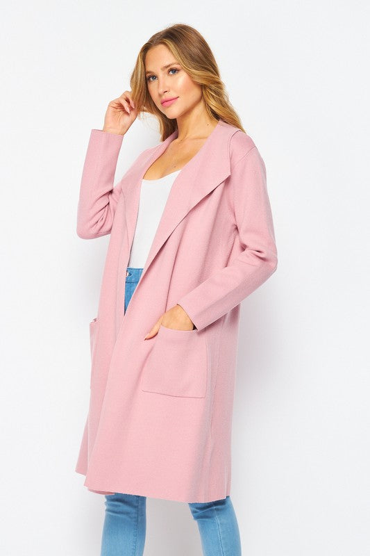 Blush Longline Open Coat,Coats & Jackets,CARDIGAN, COAT, Coats- DEFIANT