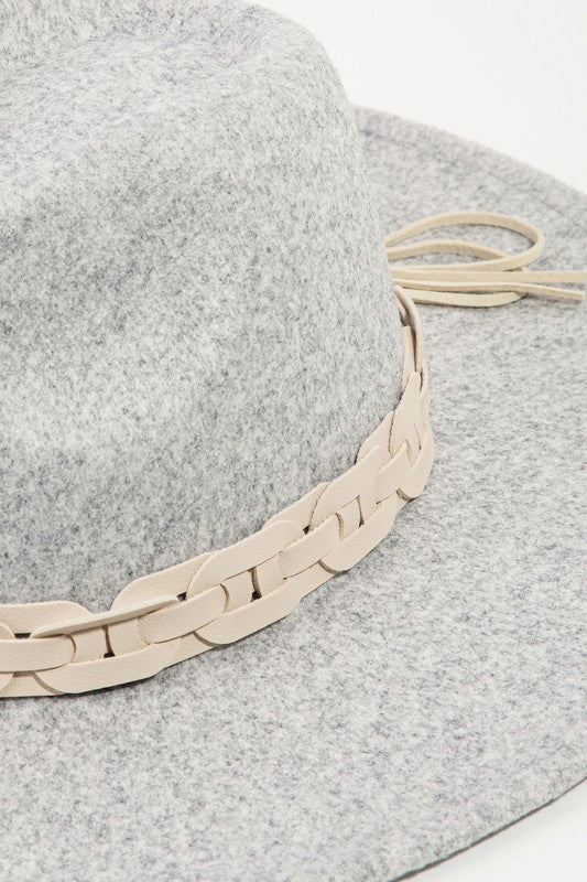 Grey Thick Braided Band Hat,Hats,HATS, WIDE BRIM HATS- DEFIANT