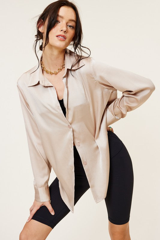 Zoey Silk Top,Tops,BLOUSE, BLOUSES, BUTTON DOWN, LONG SLEEVE, SATIN, SILK- DEFIANT