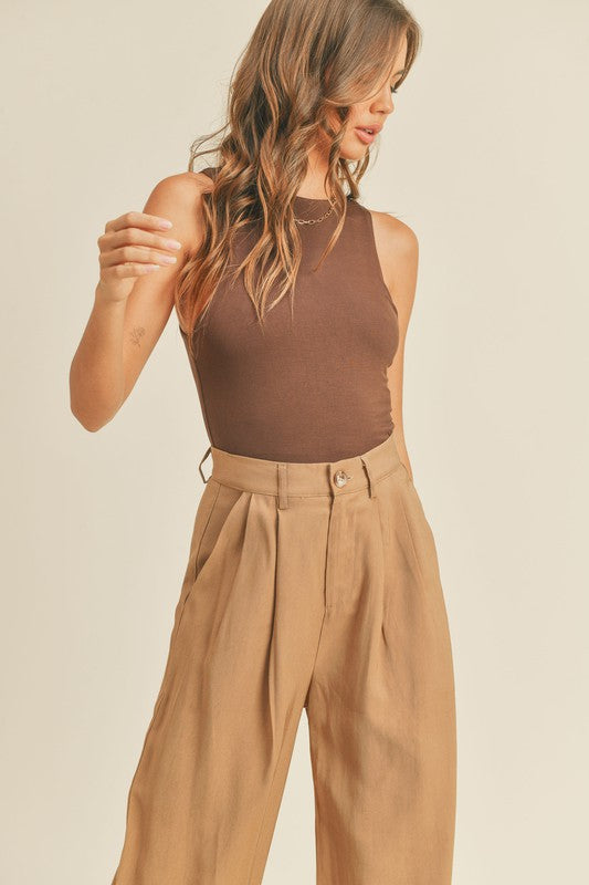 Brown Double Layered Soft Tank,Tops,- DEFIANT