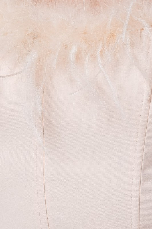 Feather Corset Top,Tops,Feathers, Tube Top- DEFIANT