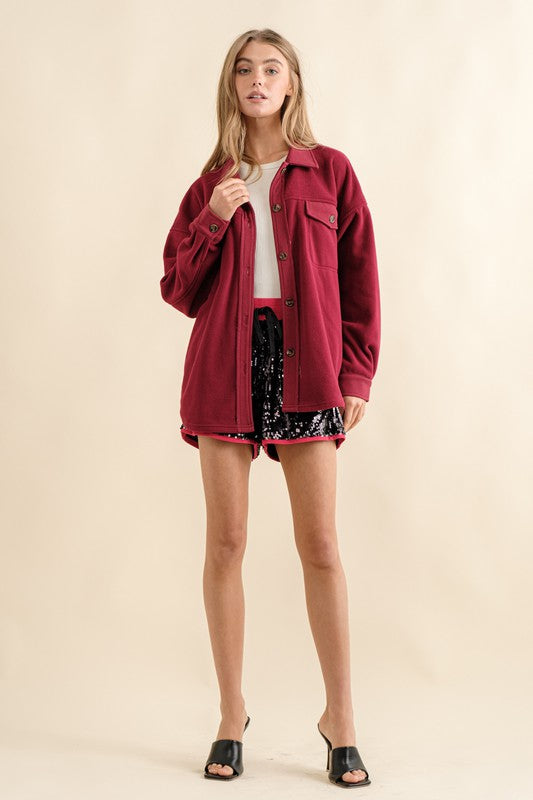 Whitney Fleece Shirt Jacket,Shirts & Tops,BUTTON DOWN, Buttons, FLEECE, SHACKET- DEFIANT