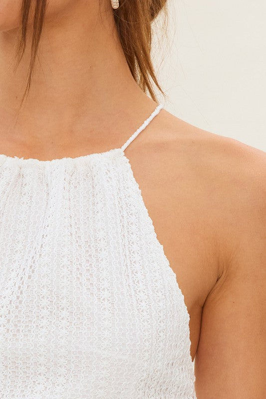 White Crochet Open Back Top,Tops,CROCHET- DEFIANT