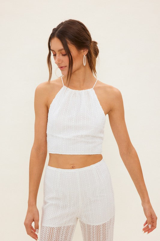 White Crochet Open Back Top,Tops,CROCHET- DEFIANT