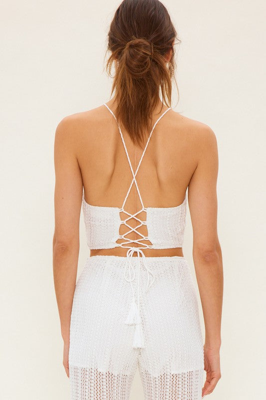 White Crochet Open Back Top,Tops,CROCHET- DEFIANT