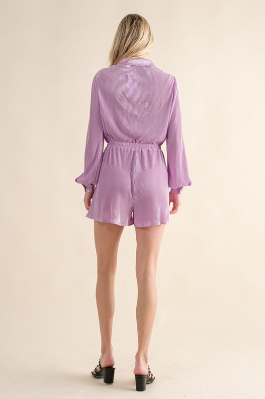 Lavender Pleated Romper,Jumpsuits & Rompers,Jumpsuit & Rompers, Pleated, Romper- DEFIANT