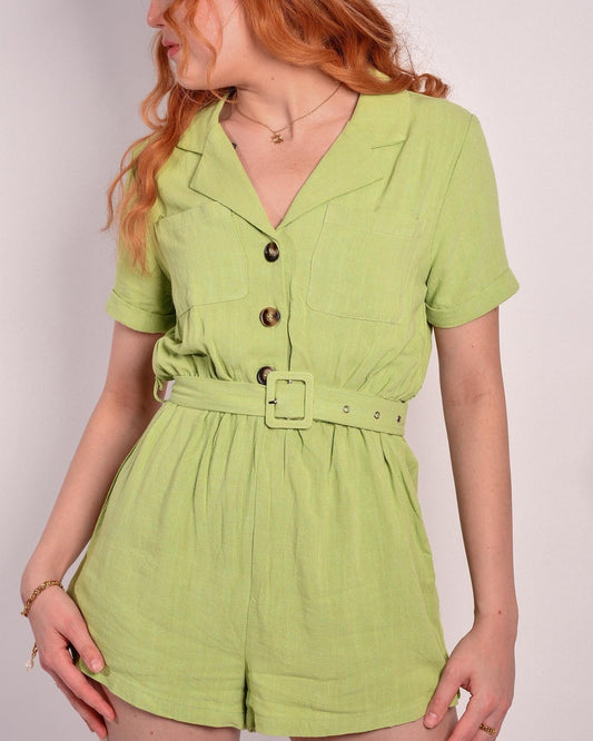 Linen Collared Romper,Jumpsuits & Rompers,Jumpsuit & Rompers, LINEN, Romper- DEFIANT