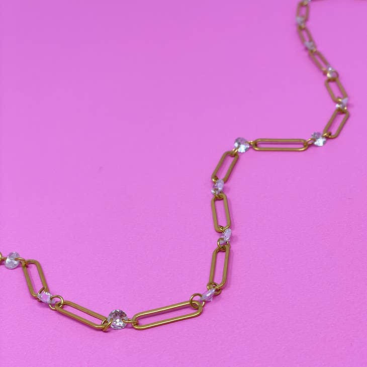 Crystal Linked Chain Necklace,Necklaces,Faire, Jan23- DEFIANT