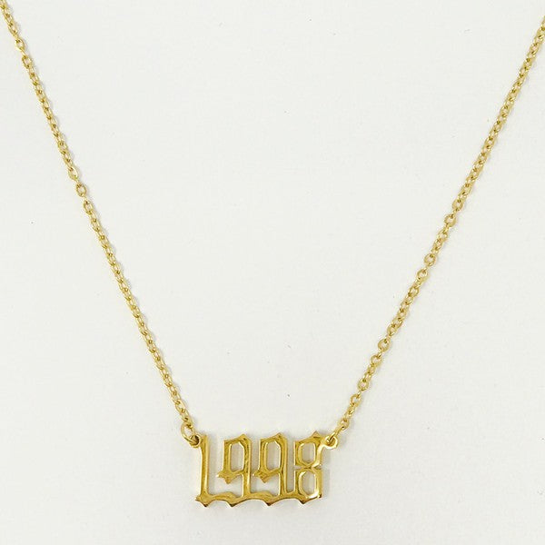 Gold Plated Birth Year Necklace,Accessories,GOLD JEWELRY, NECKLACE- DEFIANT