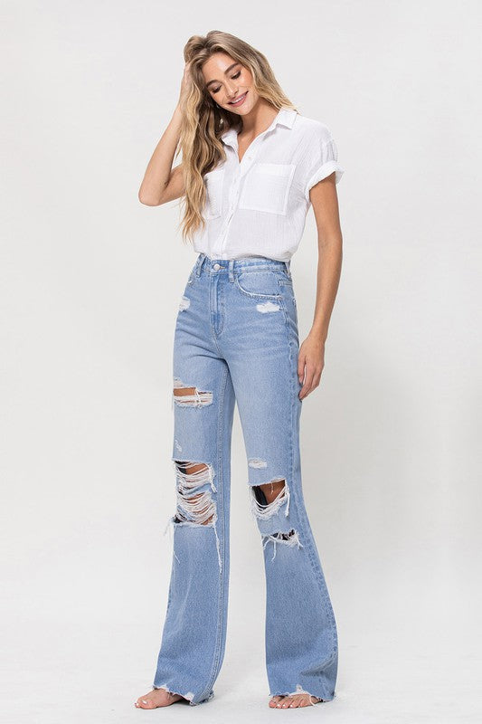 90's Flare Distressed Denim,Bottoms,DENIM, DISTRESSED, FLARE- DEFIANT