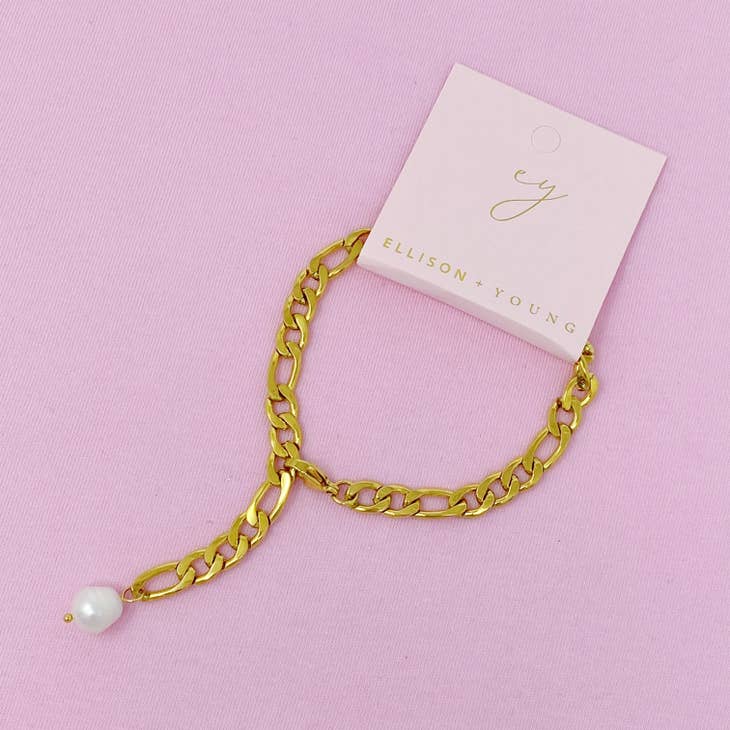 Cuban Link Pearl Bracelet,ACCESSORIES,BRACELET, GOLD JEWELRY, Jan23- DEFIANT