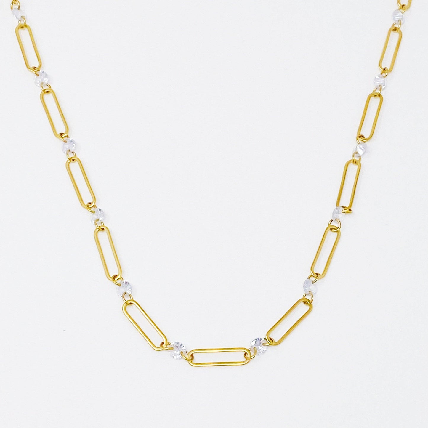Crystal Linked Chain Necklace,Necklaces,Faire, Jan23- DEFIANT