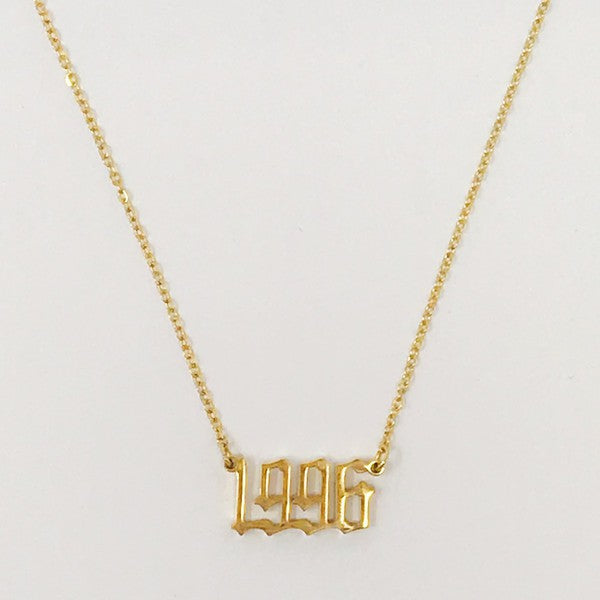 Gold Plated Birth Year Necklace,Accessories,GOLD JEWELRY, NECKLACE- DEFIANT