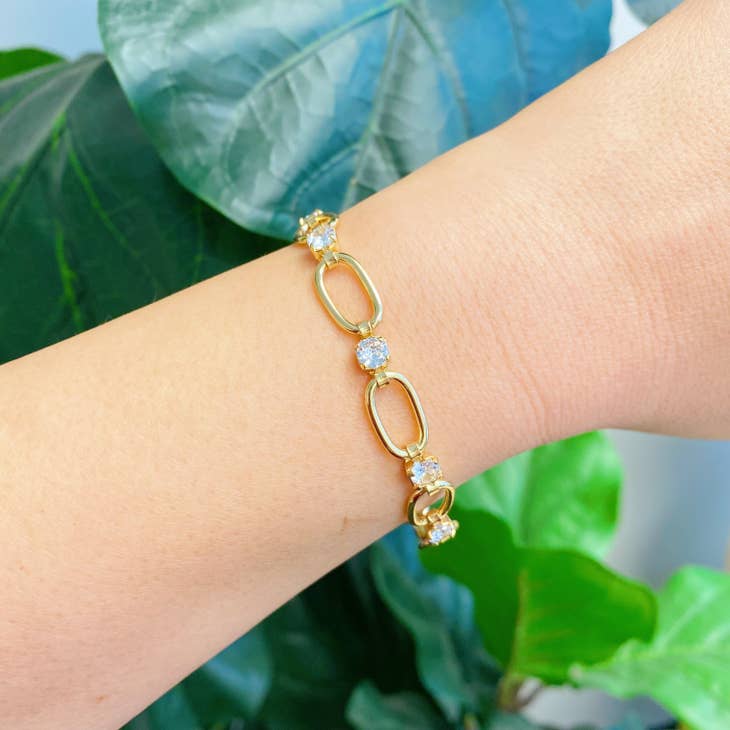 Uptown Chain & Shine Bracelet,ACCESSORIES,BRACELET, GOLD JEWELRY, Jan23- DEFIANT
