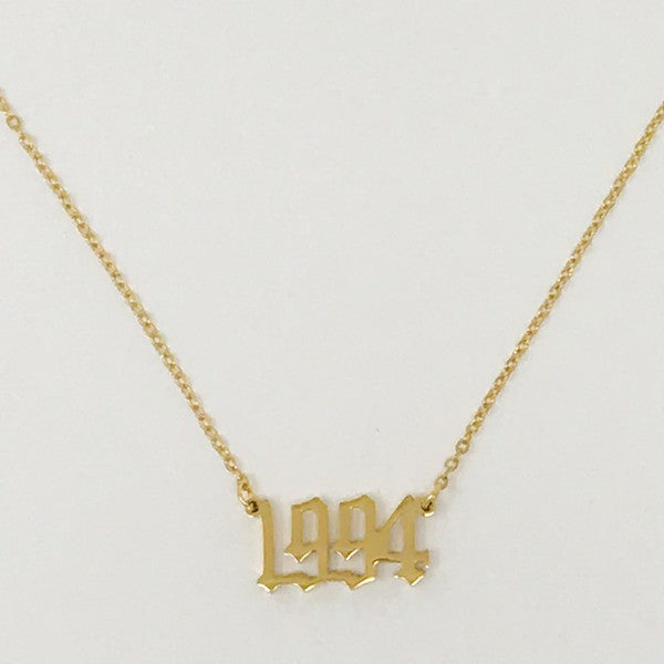 Gold Plated Birth Year Necklace,Accessories,GOLD JEWELRY, NECKLACE- DEFIANT