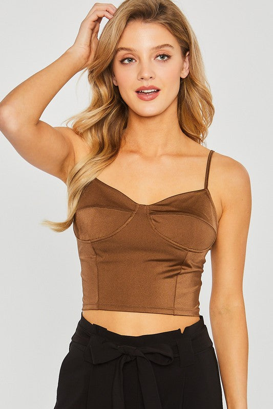 Bustier Cami Top,Tops,CAMI, CAMI TOPS, CORSET, CROP TOPS, CROPPED, SATIN, SLEEVELESS- DEFIANT
