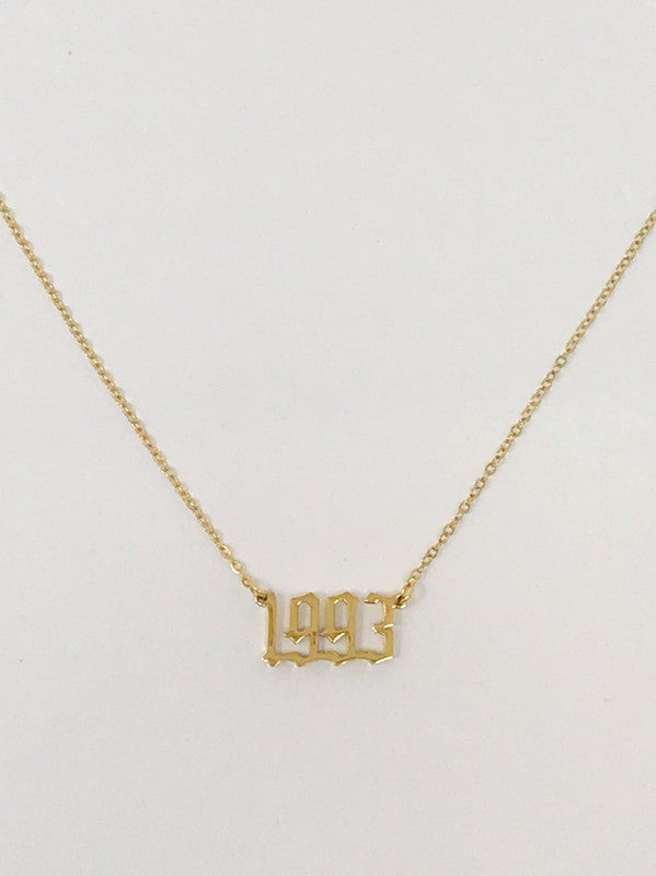Gold Plated Birth Year Necklace,Accessories,GOLD JEWELRY, NECKLACE- DEFIANT