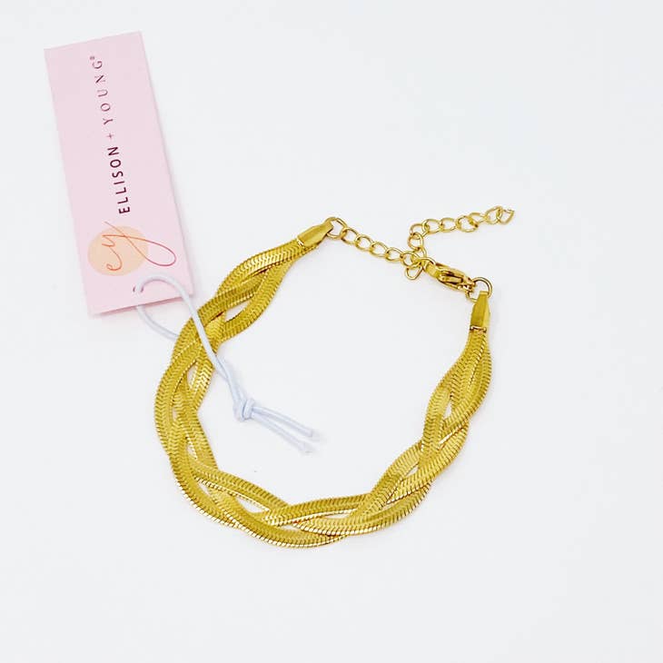 Braided Herringbone Chain Bracelet,Bracelets,Faire- DEFIANT