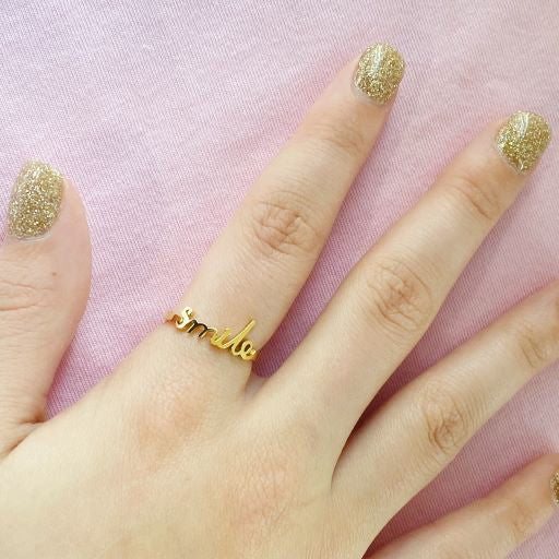 18K Gold Script Ring,Accessories,GOLD JEWELRY, JEWELRY, RINGS- DEFIANT