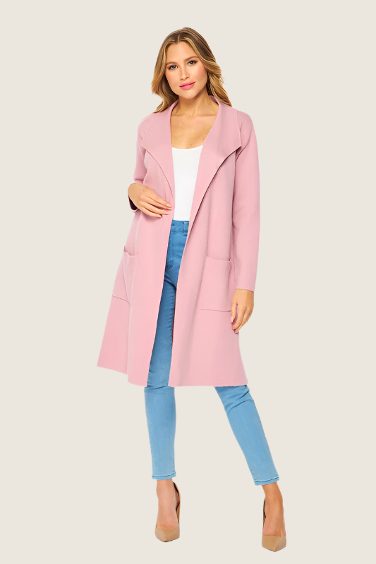 Blush Longline Open Coat,Coats & Jackets,CARDIGAN, COAT, Coats- DEFIANT