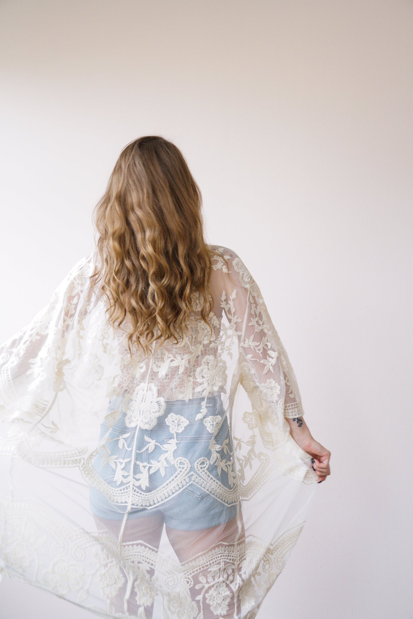 Ivory Lace Kimono,Tops,CROCHET, Kimono, LACE- DEFIANT