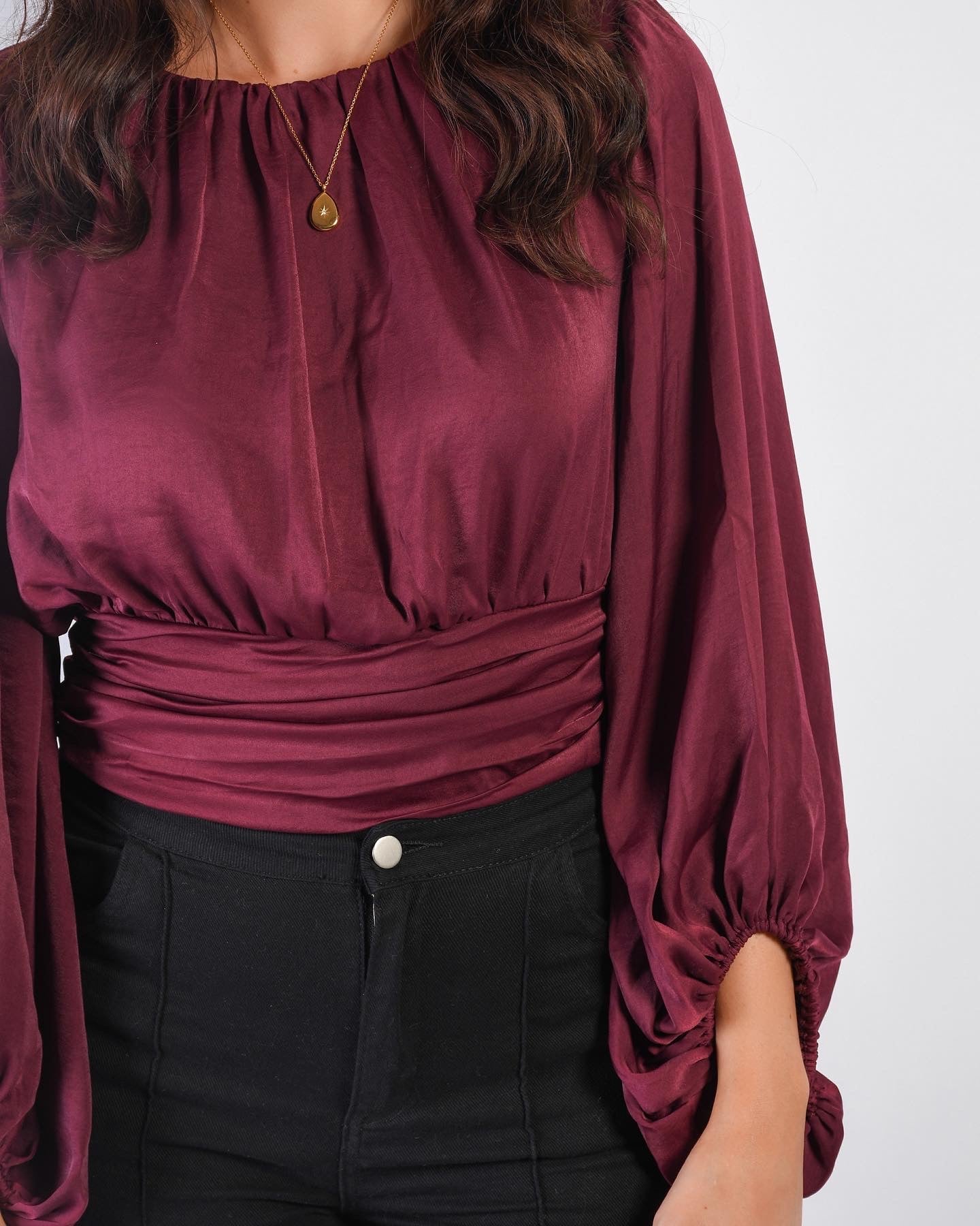 Merlot Woven Top,Tops,BLOUSE, BLOUSES, Shirts & Blouses- DEFIANT