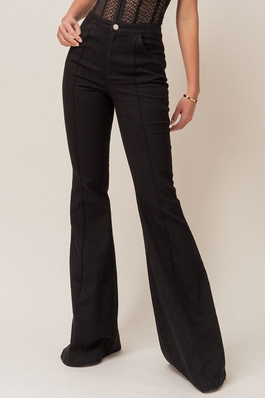 Flare Bootcut Black Denim Pants,Bottoms,BLACK DENIM, BOOTCUT, FLARE, WIDE LEG- DEFIANT