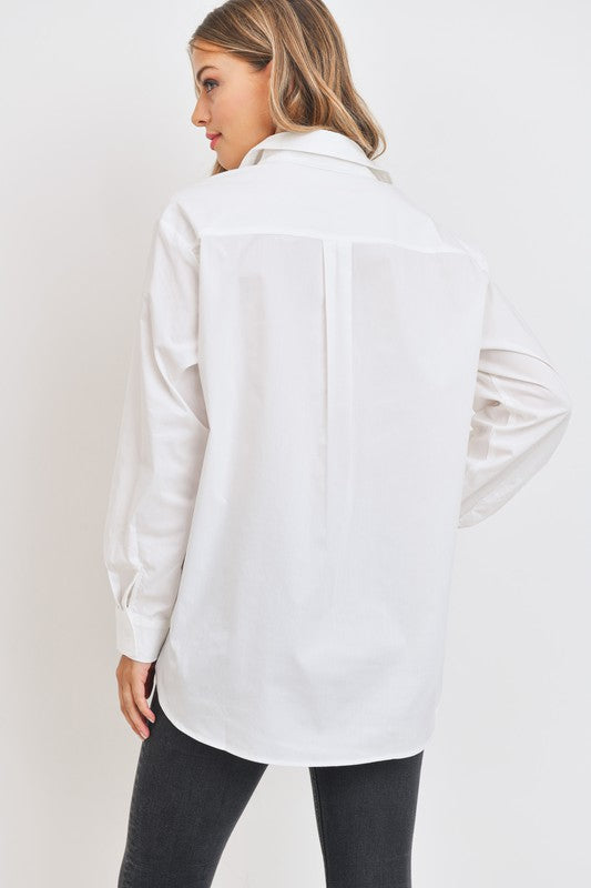 Basic White Boyfriend Shirt,Tops,BUTTON DOWN, CLASSIC, CLOSET STAPLE, COLLARD- DEFIANT