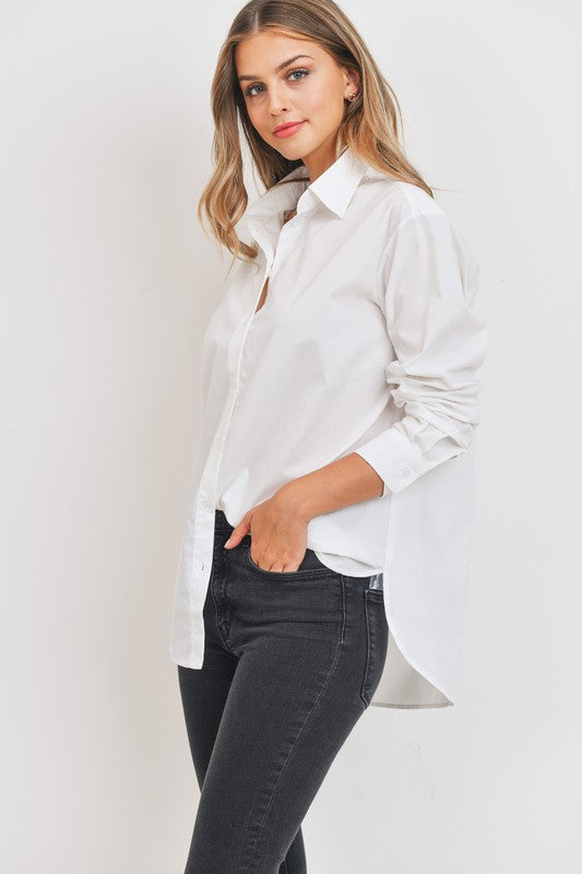 Basic White Boyfriend Shirt,Tops,BUTTON DOWN, CLASSIC, CLOSET STAPLE, COLLARD- DEFIANT