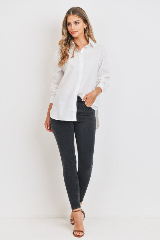 Basic White Boyfriend Shirt,Tops,BUTTON DOWN, CLASSIC, CLOSET STAPLE, COLLARD- DEFIANT