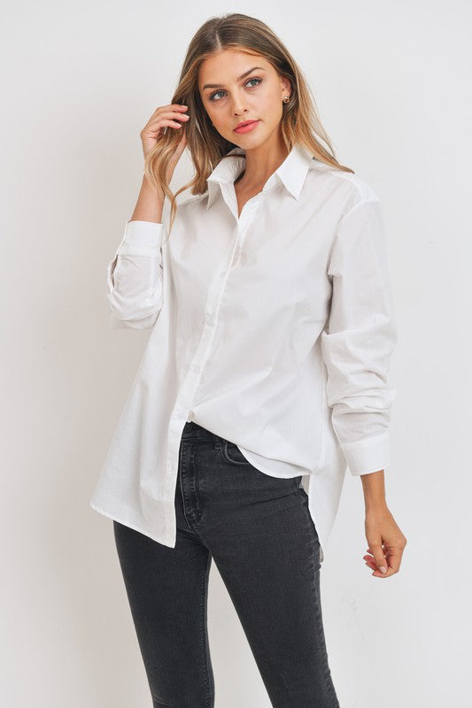 Basic White Boyfriend Shirt,Tops,BUTTON DOWN, CLASSIC, CLOSET STAPLE, COLLARD- DEFIANT