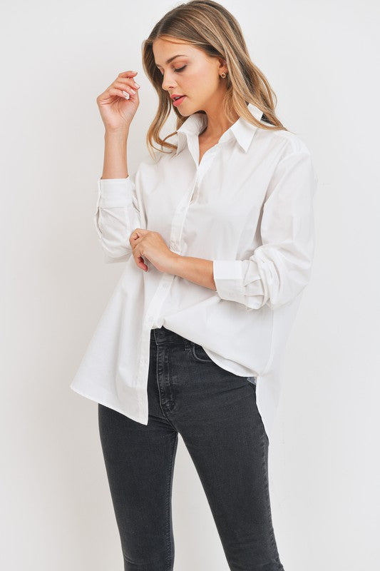 Basic White Boyfriend Shirt,Tops,BUTTON DOWN, CLASSIC, CLOSET STAPLE, COLLARD- DEFIANT