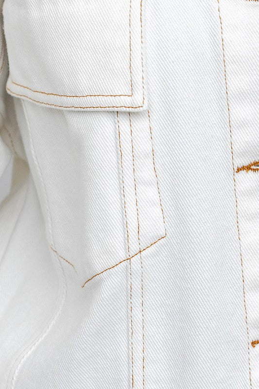 White Denim Jacket,Coats & Jackets,DENIM, FRAYED, JACKET, WHITE DENIM- DEFIANT
