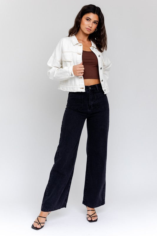 White Denim Jacket,Coats & Jackets,DENIM, FRAYED, JACKET, WHITE DENIM- DEFIANT